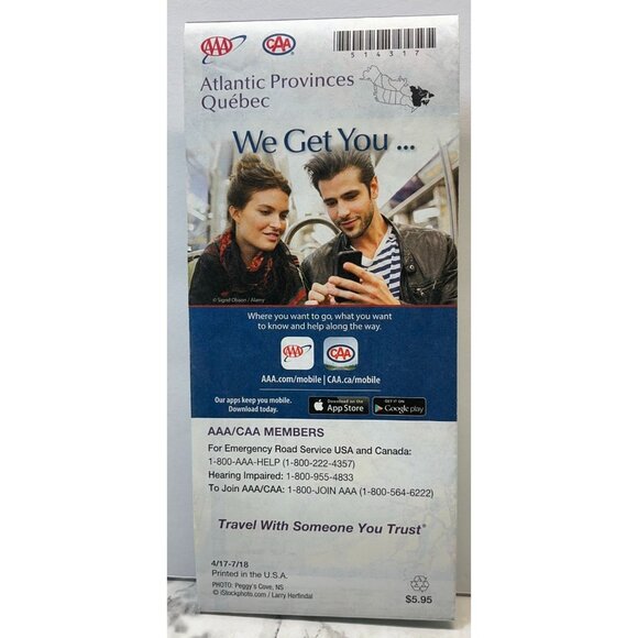 AAA Atlantic Provinces Quebec Highway Map Travel CAA Transportation 2018 - Picture 3 of 11